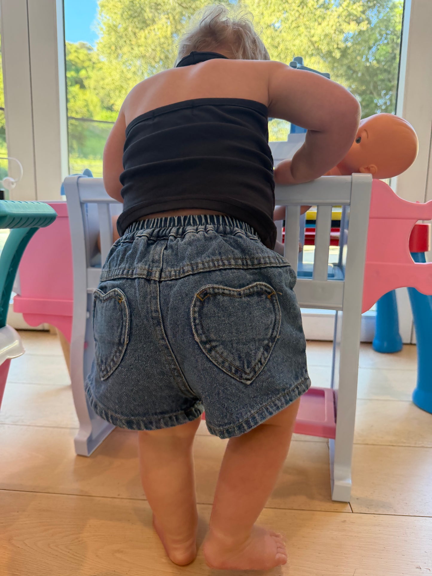 heart denim shorts