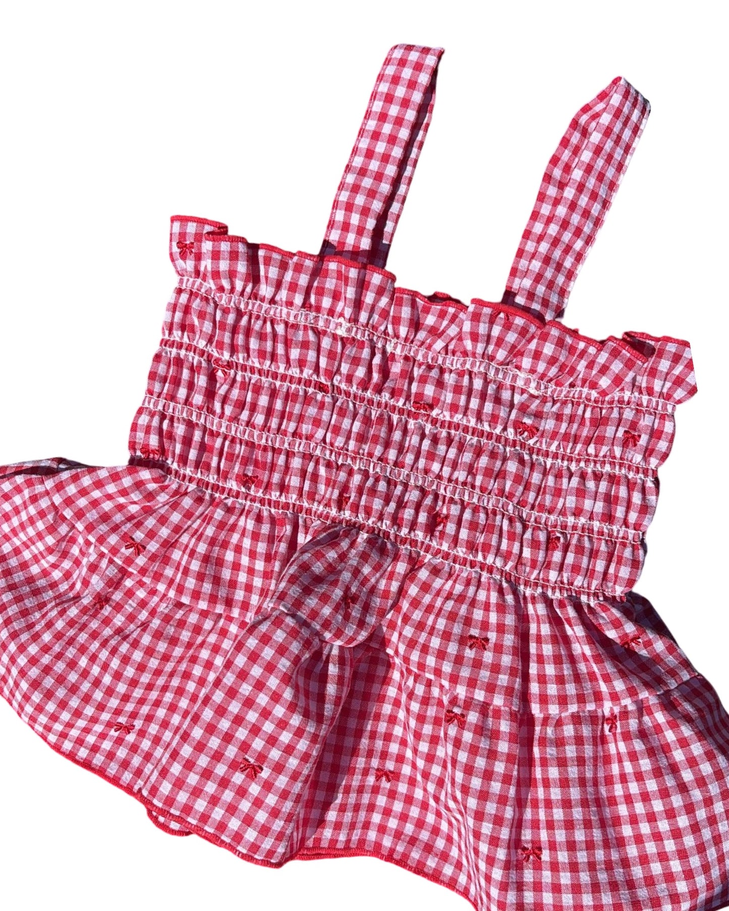 Gingham shirred top