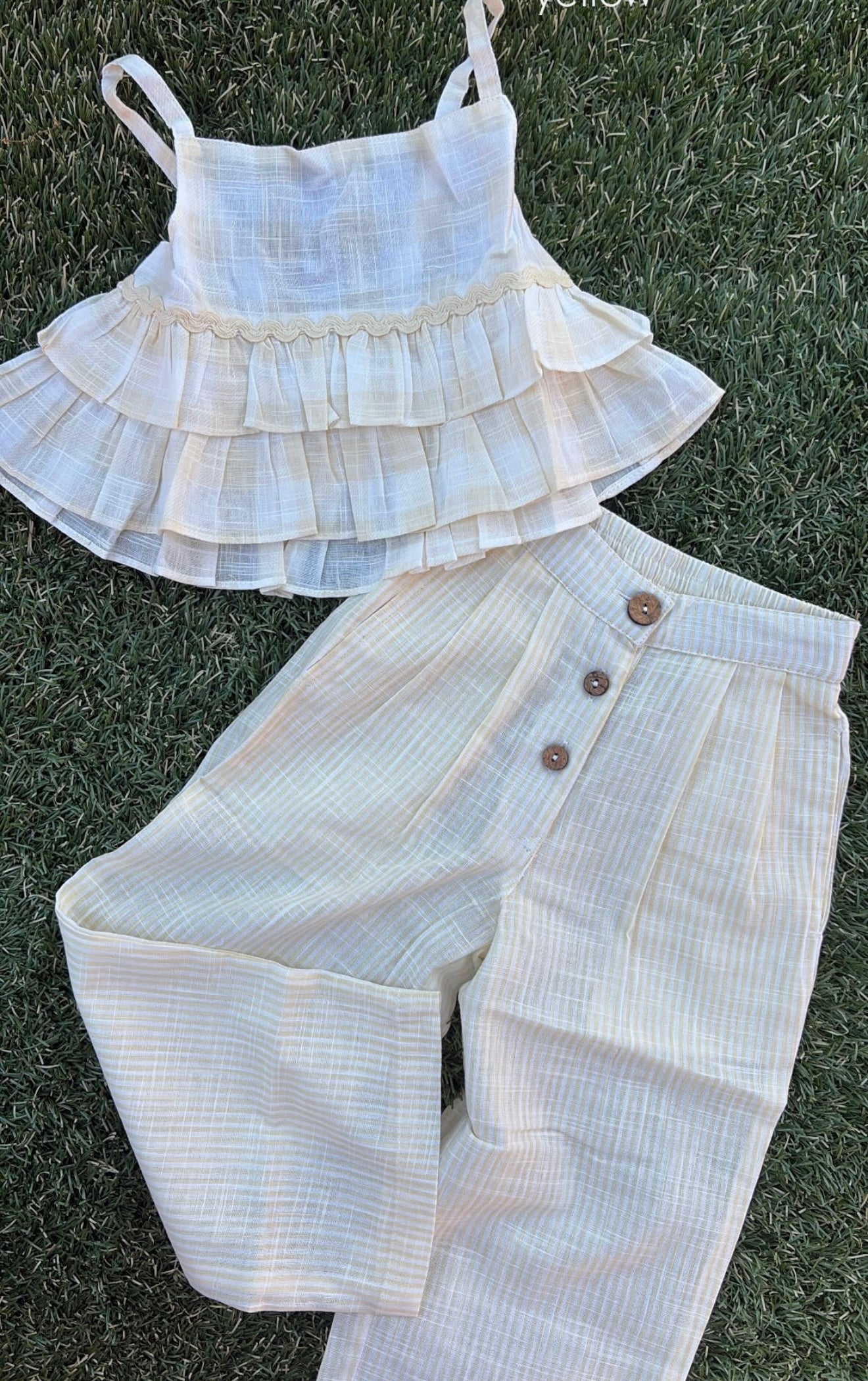 Butter yellow gingham set