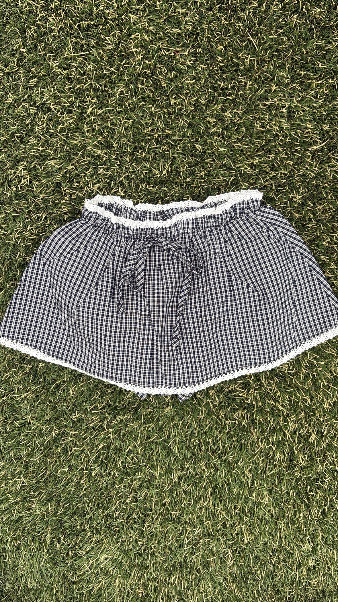 Navy check skirt