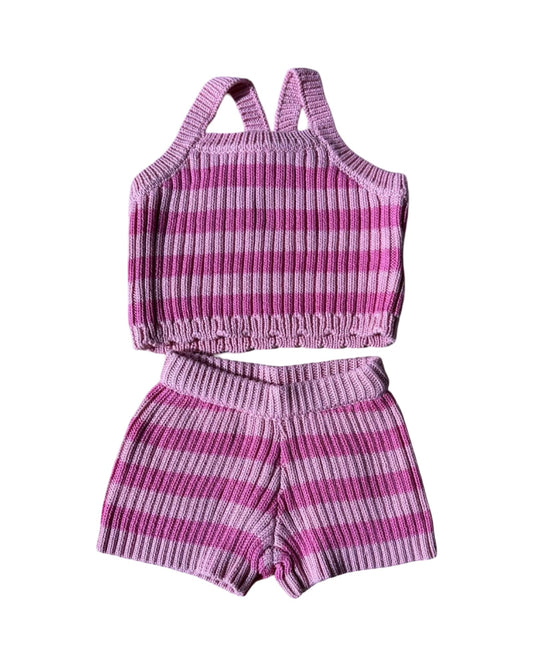 pink knit set