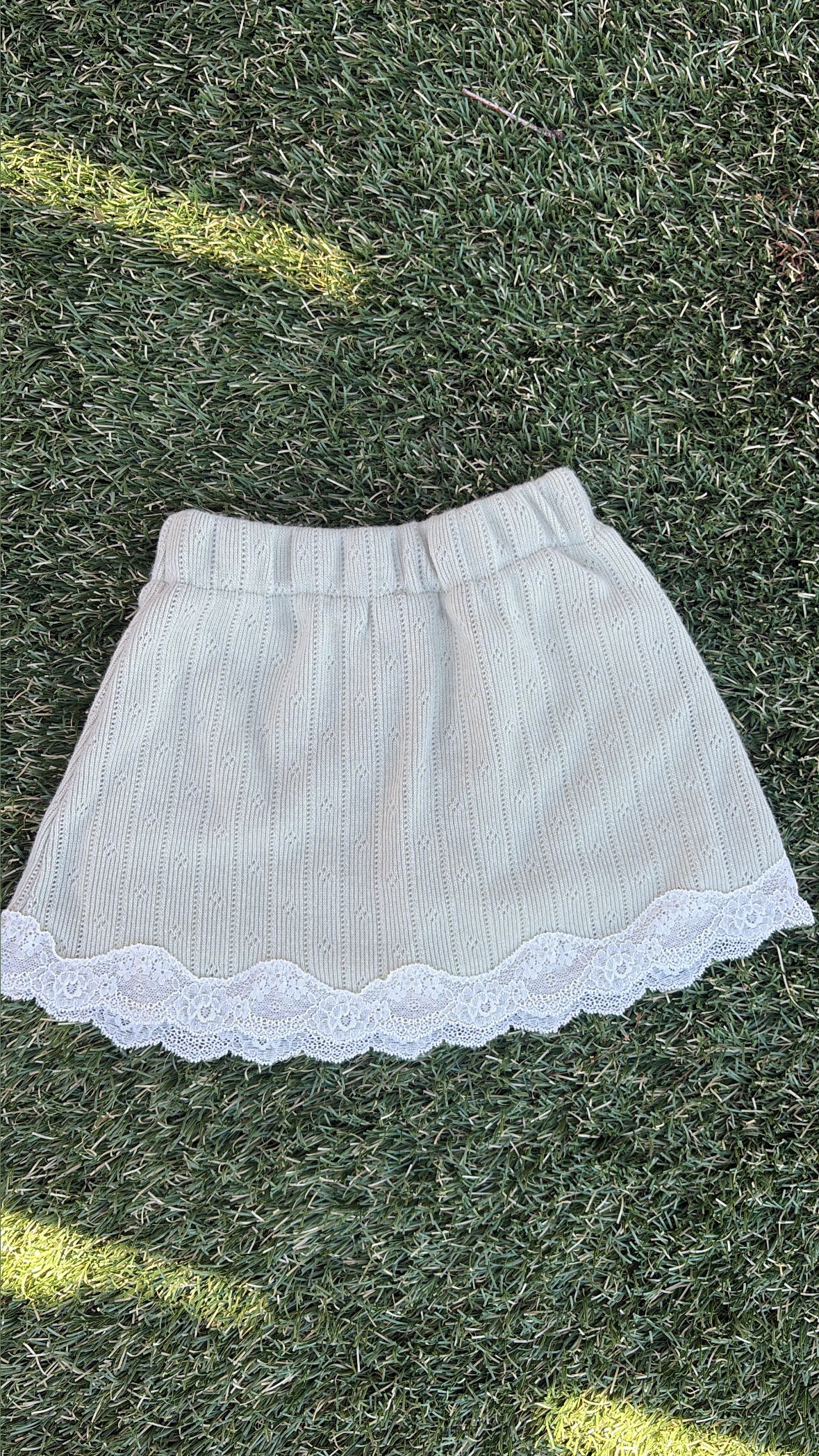 Mint pointelle lace skirt