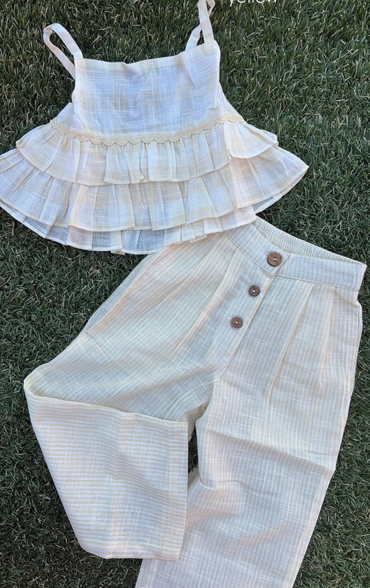 Butter yellow gingham set