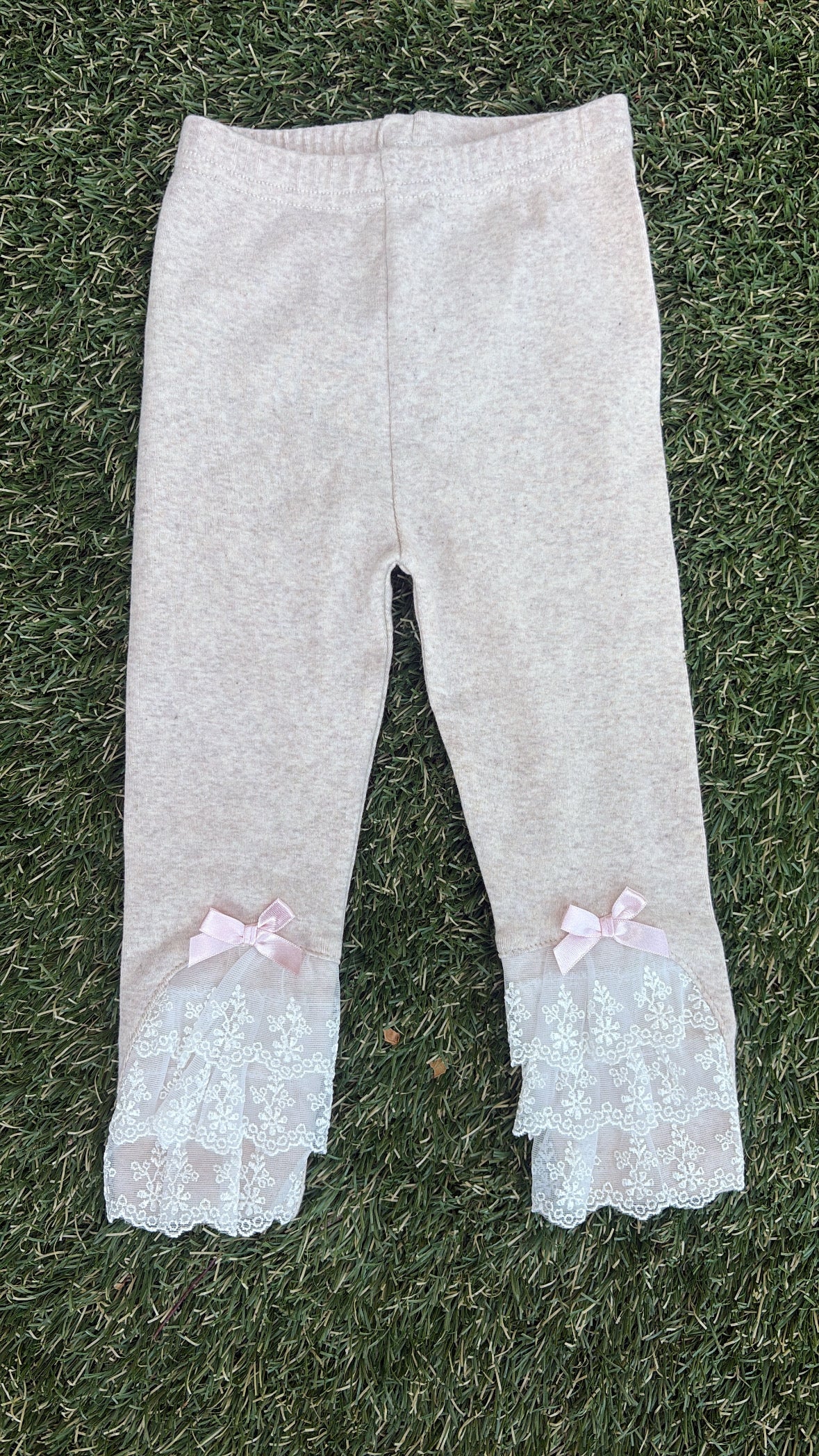 Oatmeal ribbon leggings